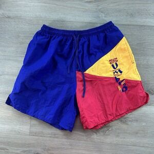 VTG Umbro Size Medium Color Block Nylon Adult Sand Soccer Shorts Retro